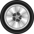 The front wheel of a Tesla Model S, spinning